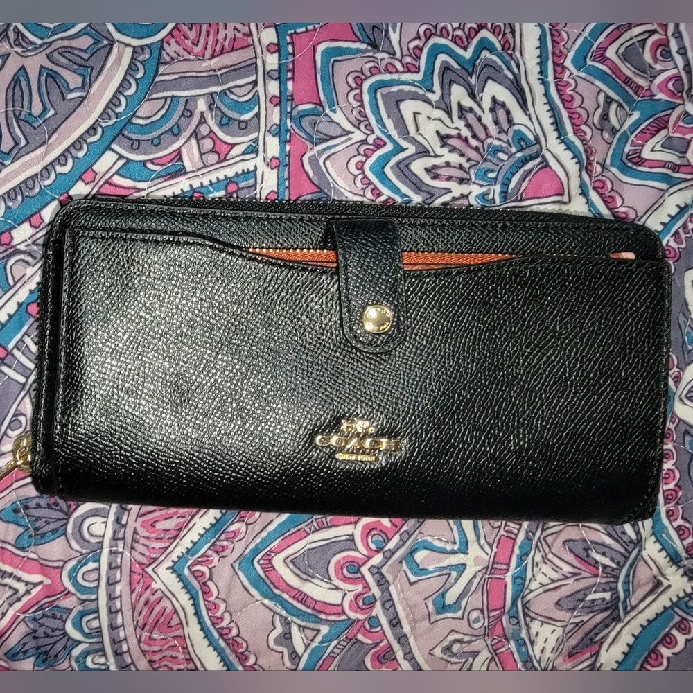 Black Multifunction In Colorblock Leather F25967 Wallet